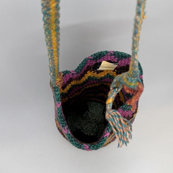Veranda Wear Crossbody Bag Pink Multicolor Woven Boho Hippie Festival Handmade - Picture 5 of 10